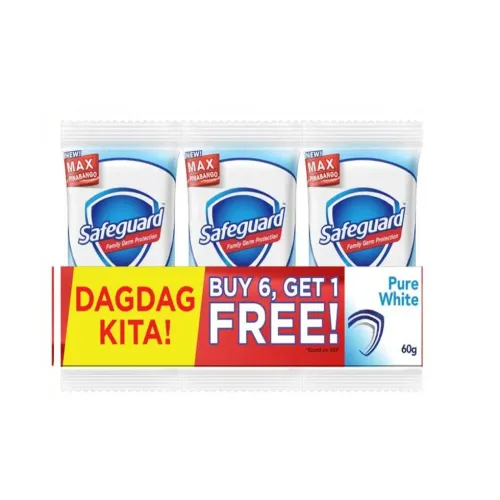 Safeguard Pure White 55gx6+1Free